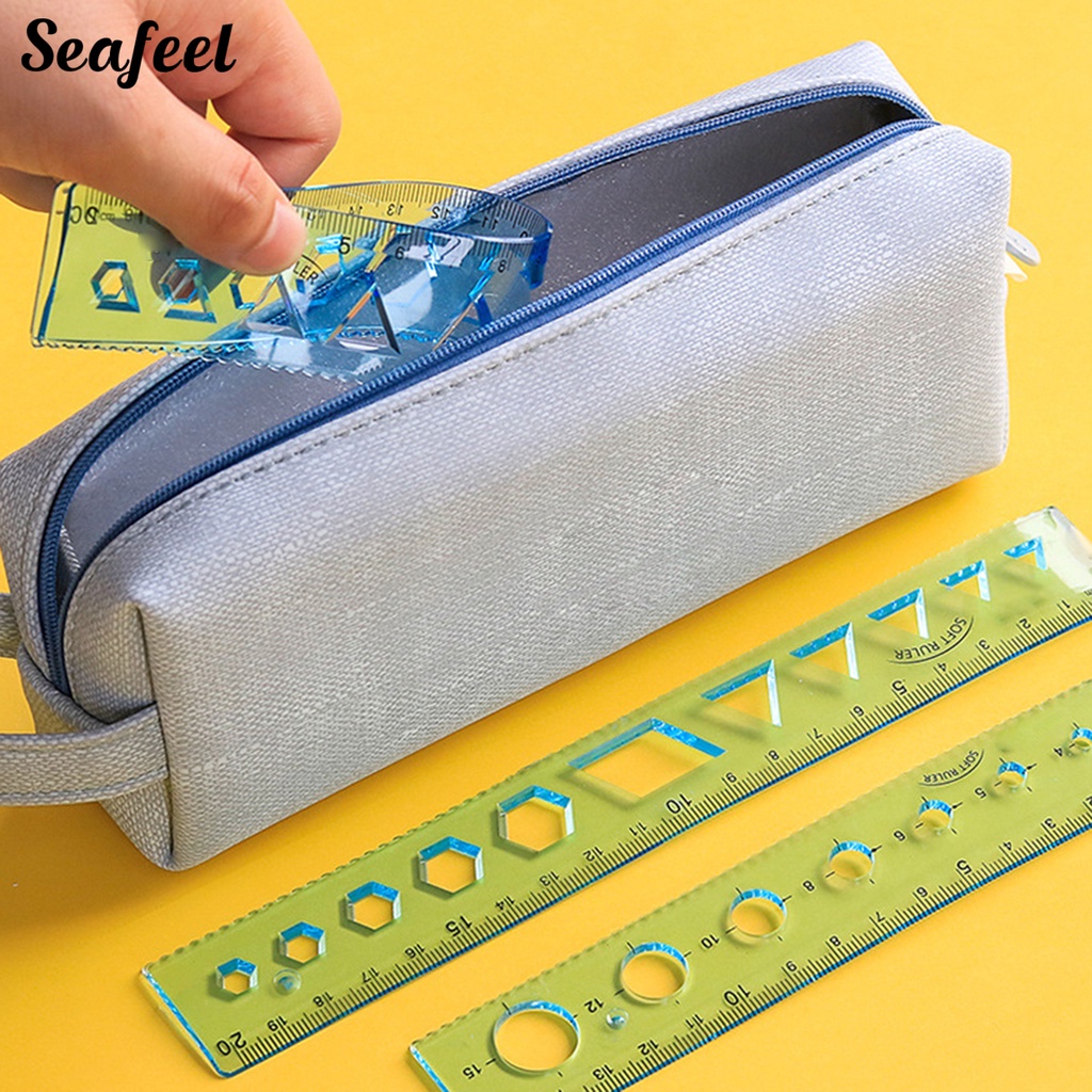 Bộ 4 Thước Đo Mềm Trong Suốt Độ Chính Xác Cao Kèm 4 Thước Đo Tiện Dụng Cho Học Sinh