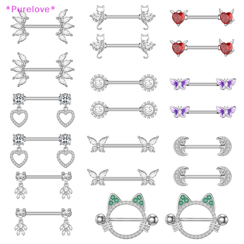 Set 2 Núm Vú Giả Hình Trái Tim Pha Lê Phong Cách Mulited Mới