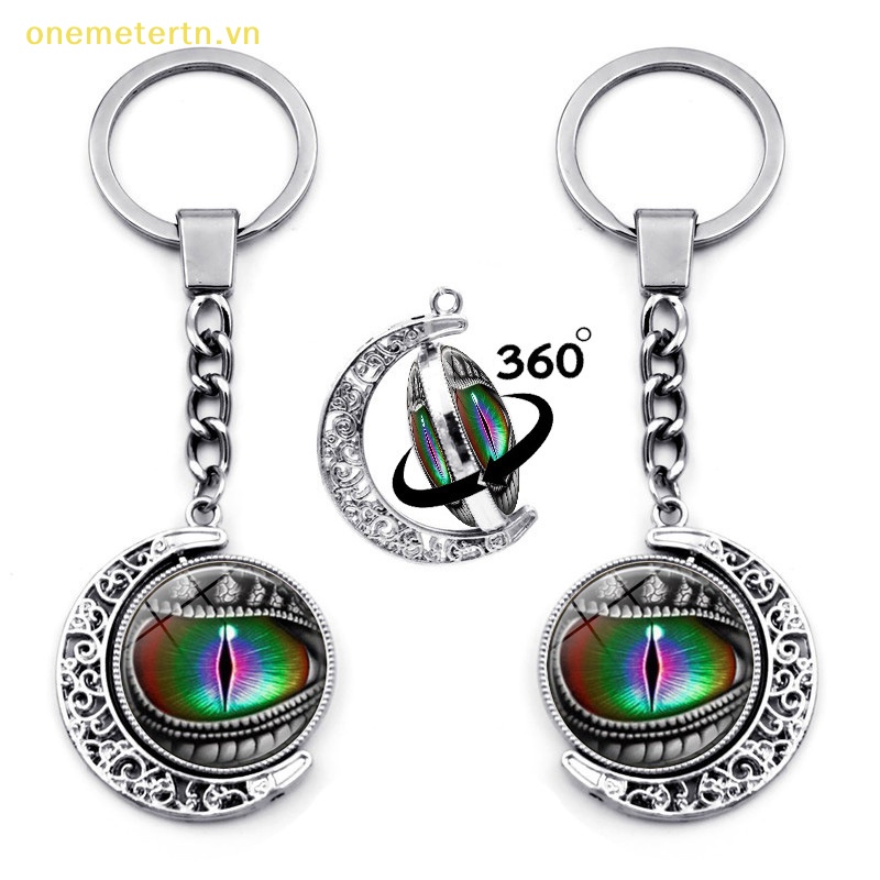 Onemetertn Móc Khóa Đính Đá Quý Hai Mặt Họa Tiết Mặt Trăng Cổ Điển Thời Trang Sáng Tạo Dành Cho Trang Trí Túi Xách