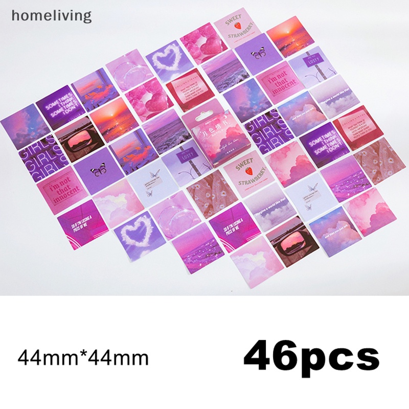 Bộ 46 Miếng Dán Trang Trí Sổ Tay / Nhật Ký Màu Hồng / Tím Xinh Xắn
