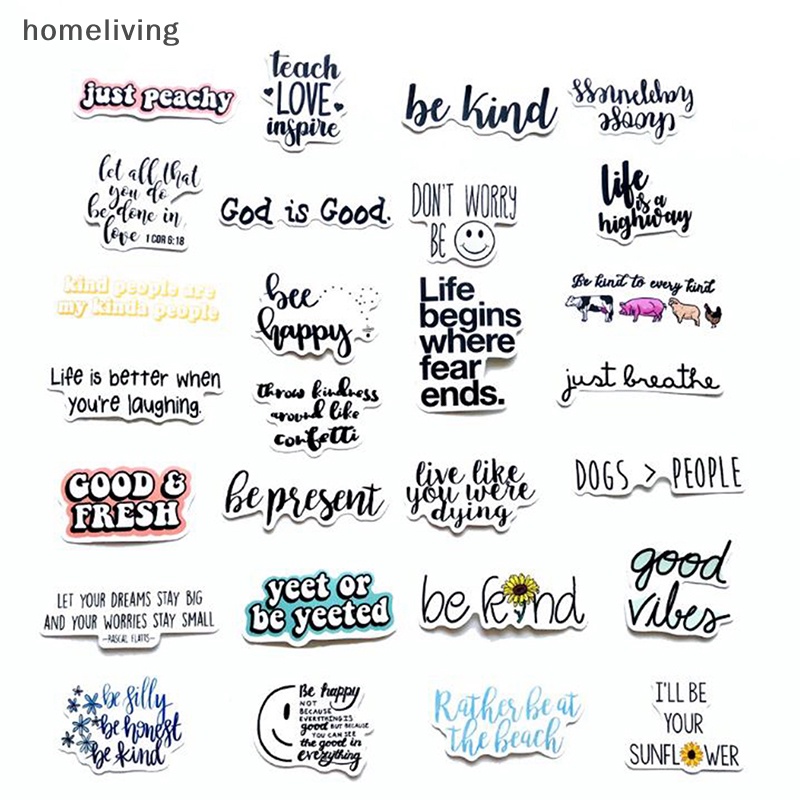 Bộ 50 Miếng Dán Trang Trí Laptop Ván Trượt In Chữ Tiếng Anh Truyền Cảm Hứng