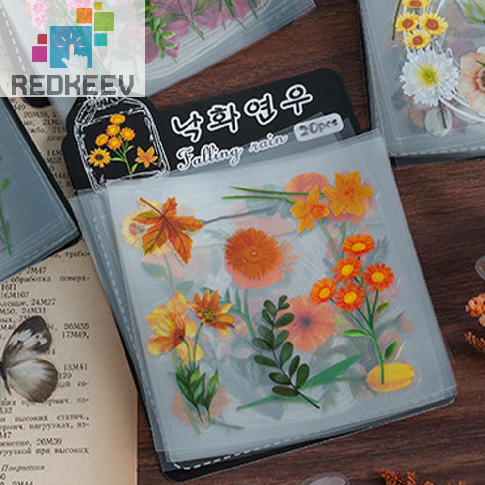 Bộ 20 Sticker Dán Trang Trí Sổ Tay Hình Hoa Nhiều Màu Sắc DIY
