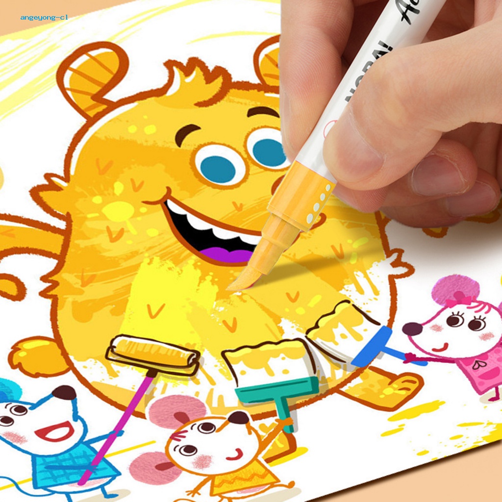 Bộ Bút Đánh Dấu Acrylic Hai Đầu Hai Đầu Nhanh Khô Chống Thấm Nước Diy Dành Cho Trẻ Em