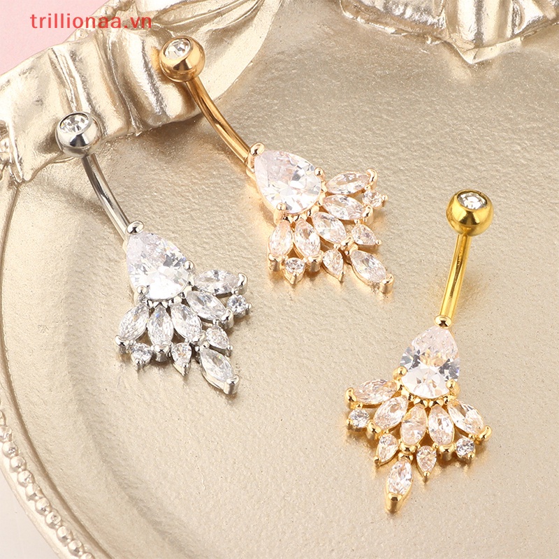 Khuyên Rốn Bằng Thép Không Gỉ Đính Đá Zircon Quyến Rũ Cho Nữ