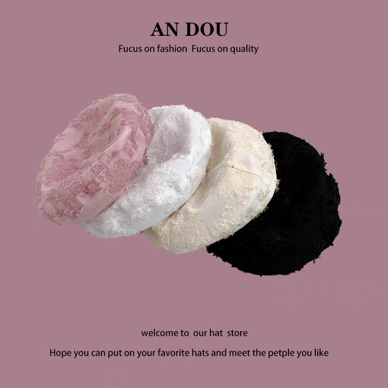Mũ beret hàng cao cấp thiết kế tiểu thư chất liệu ren hoa thời trang Hàn Quốc cá tính cho nữ mới