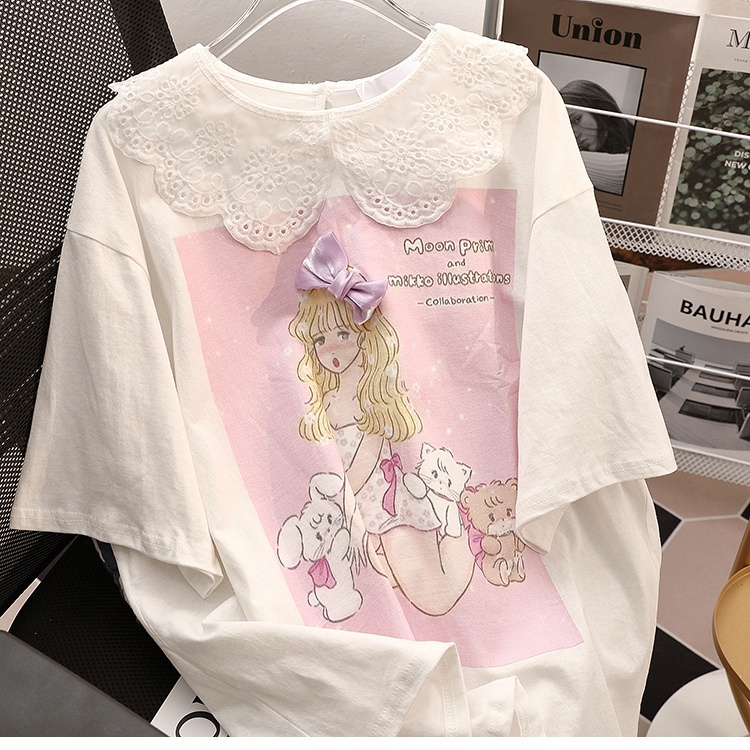 In solid color t-shirt cô gái mùa hè mới của pháp quần áo trẻ em tay phồng