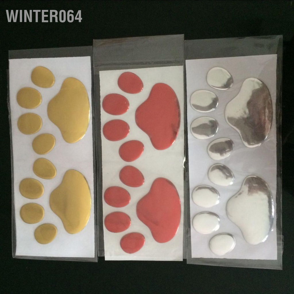 Winter064 2 Chiếc Đa Năng Nhựa PVC Dog Paw Dấu Chân Dán Xe Hiệu Decal Trang Trí Phụ Kiện Bên Ngoài