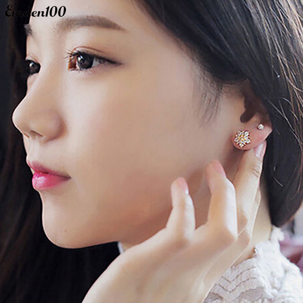 1 Đôi Bông Tai Đính Đá Thời Trang Nữ Tính