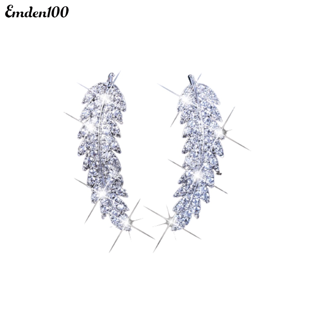 Bông Tai Hình Chiếc Lá Đính Đá Thời Trang