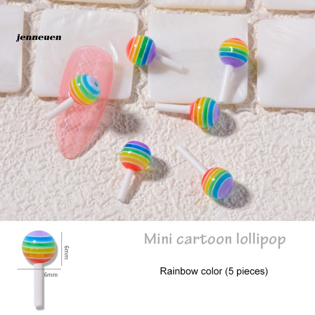 Bộ 5 Phụ Kiện Trang Trí Móng Tay Hình Kẹo Nhiều Màu Sắc Thời Trang