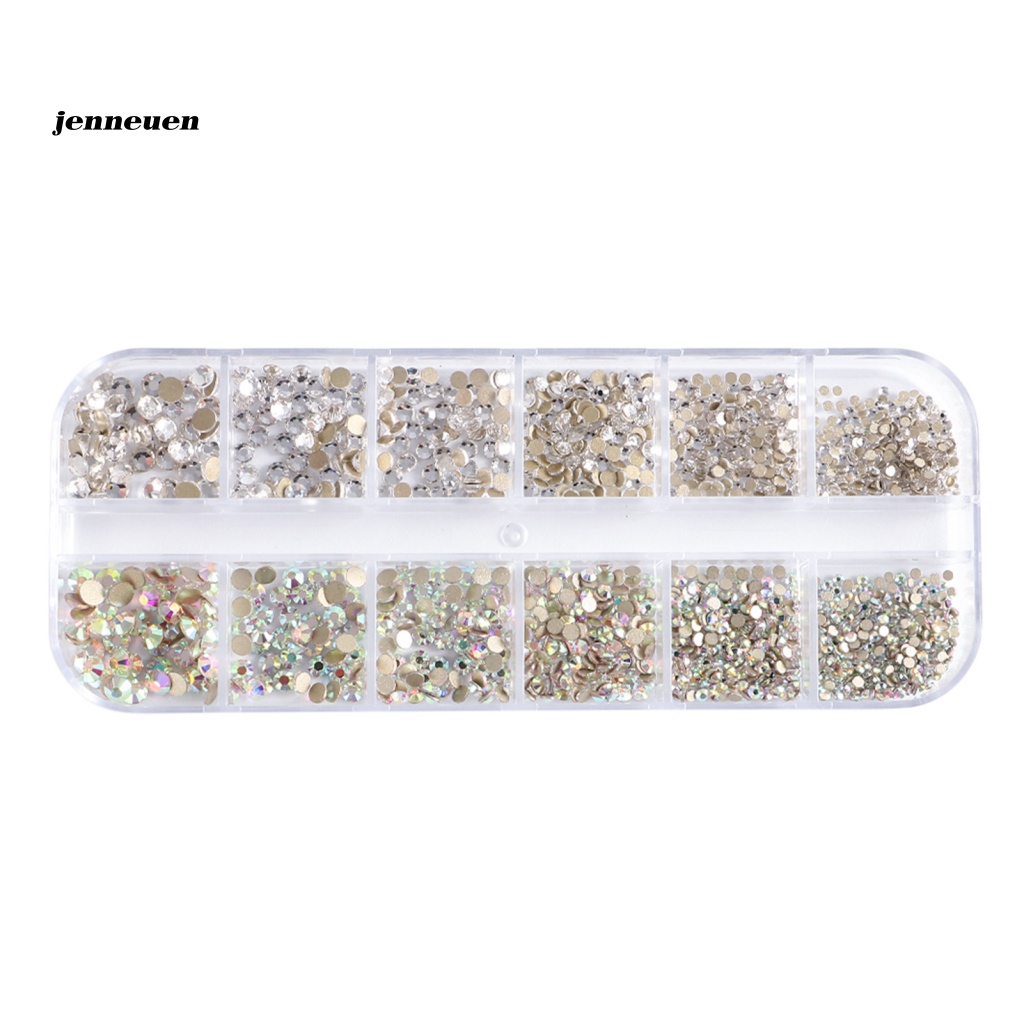 1 Hộp Nhựa 12 Ngăn Đựng Phụ Kiện Trang Trí Móng Tay 3D DIY Màu Sắc