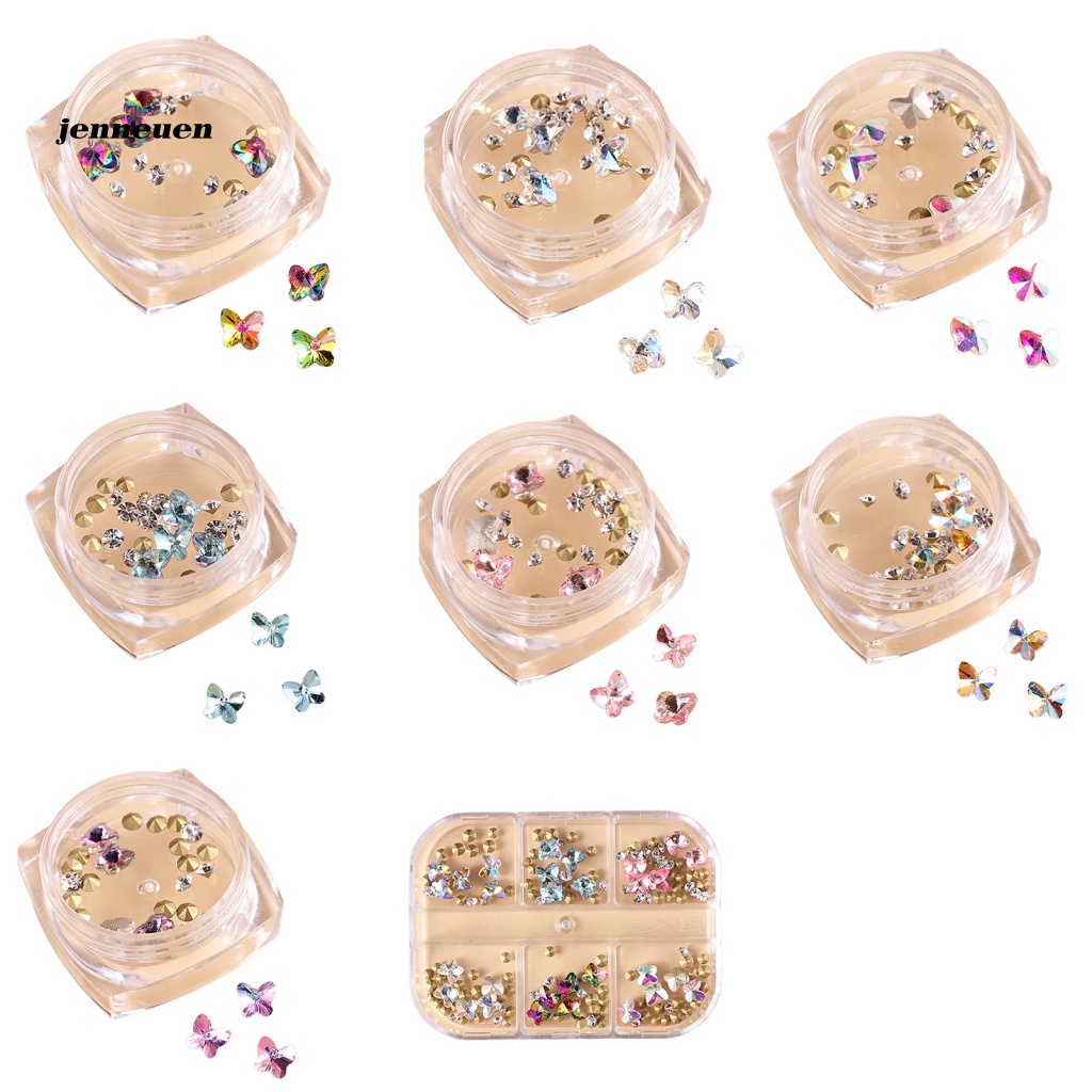 1 Hộp Phụ Kiện Trang Trí Móng Tay Hình Bướm 3D Nhiều Phong Cách Khác Nhau