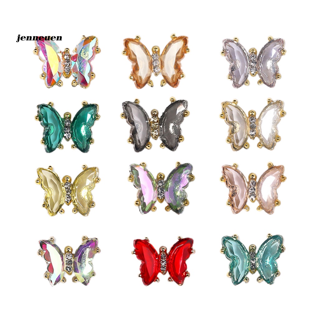 Set 10 Bươm Bướm Nhiều Màu Sắc Lấp Lánh Dùng Trang Trí Móng Tay