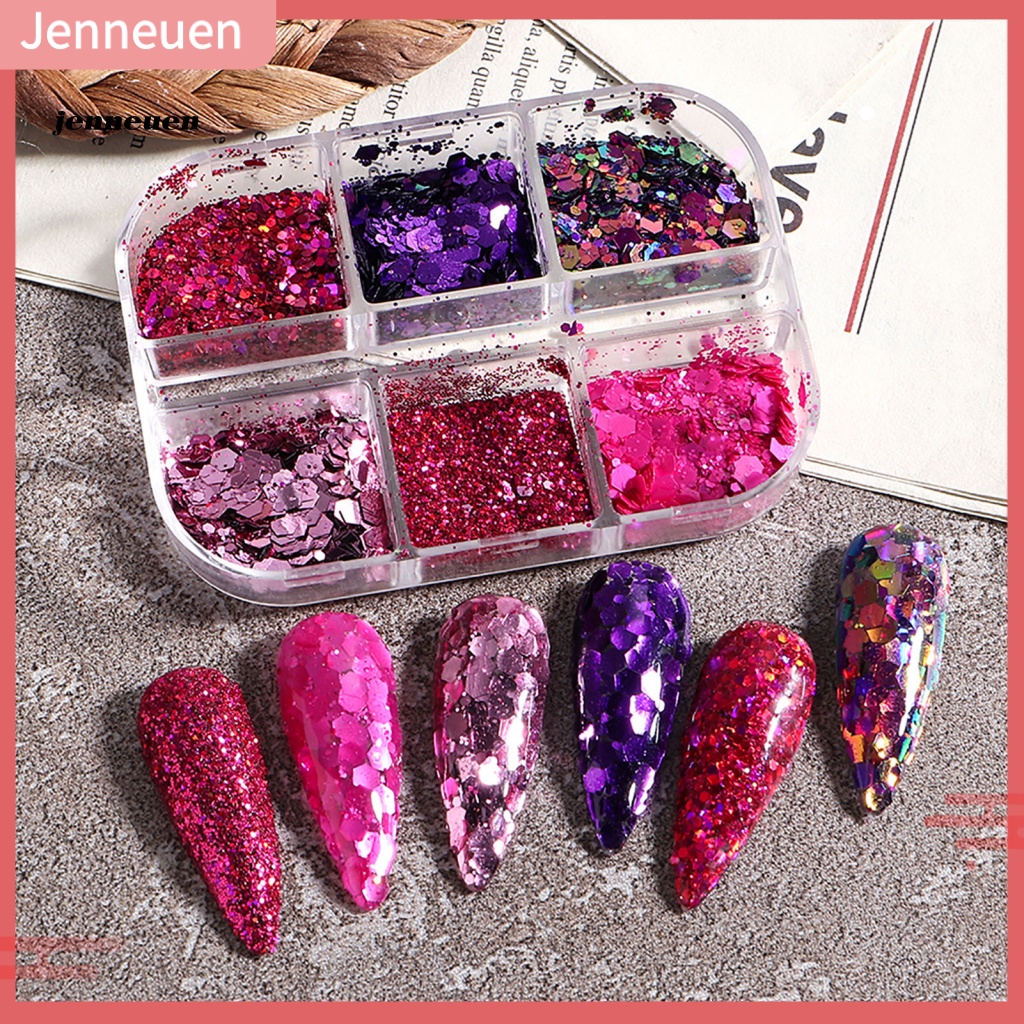 1 Hộp Kim Tuyến Lấp Lánh Nhiều Màu Sắc Trang Trí Móng Tay Nghệ Thuật