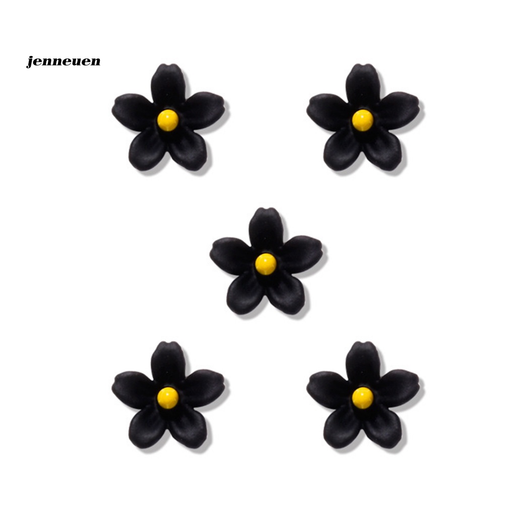 Bộ 5 Phụ Kiện Trang Trí Móng Tay Hình Hoa 3D Bằng Hợp Kim Dành Cho Nữ