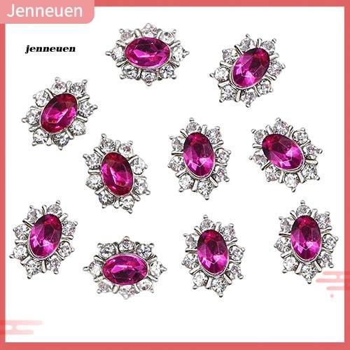 Set 10 Miếng Dán Trang Trí Móng Tay Nghệ Thuật Bằng Hợp Kim Phối Đá Nhân Tạo Thời Trang Dành Cho Nữ