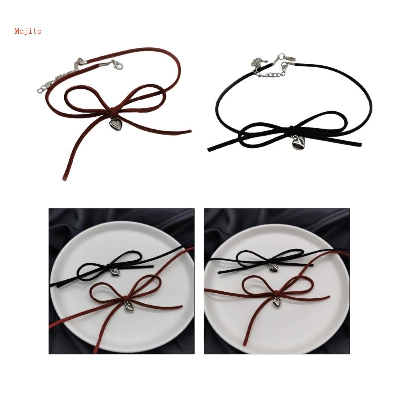 Vòng Cổ Choker Dây Nhung Mặt Trái Tim Nhỏ Phong Cách Mojito Y2K