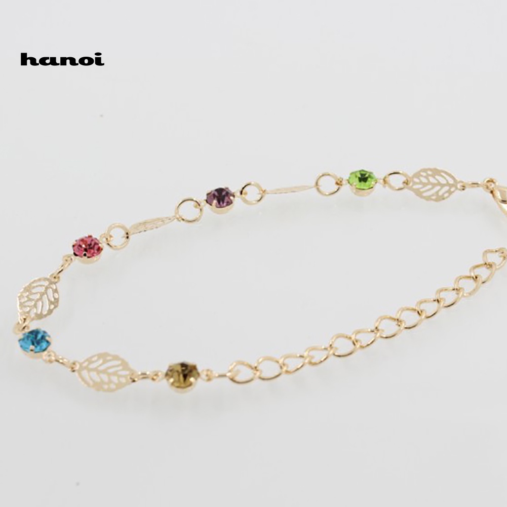 Vòng Đeo Tay HọA TiếT Lá ĐíNh Kim Cương Giả ThờI Trang Cho Nữ