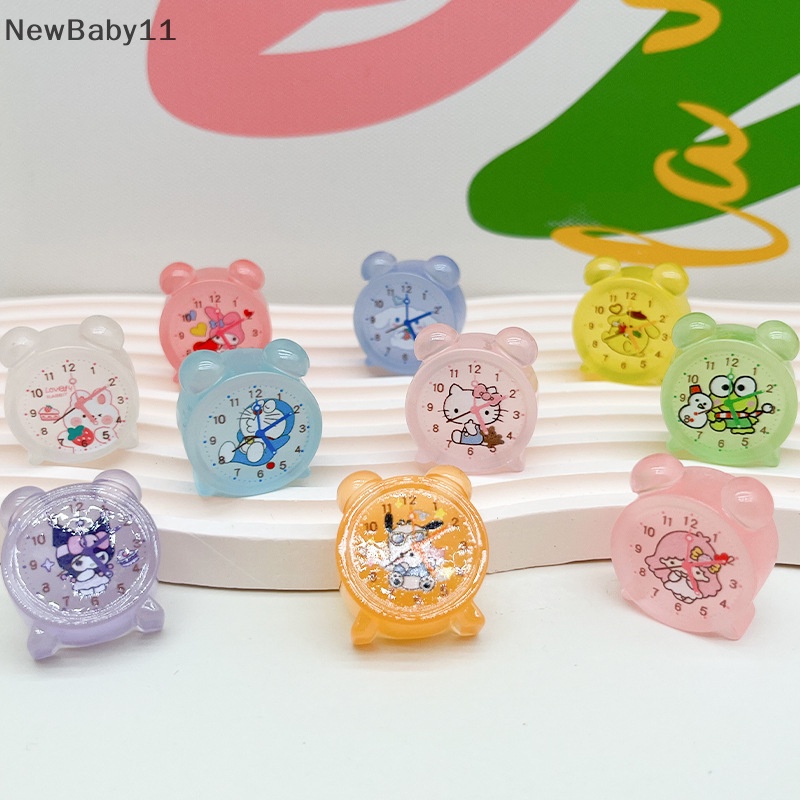 Bộ 2 Đồng Hồ Báo Thức Mini Họa Tiết Hoạt Hình Dạ Quang Trang Trí Xe Hơi