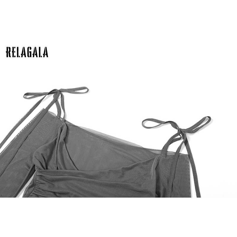 Áo Thun Tay Dài Dáng Ôm Hở Vai Màu Trơn Thời Trang 2023 Dành Cho Bạn Nữ