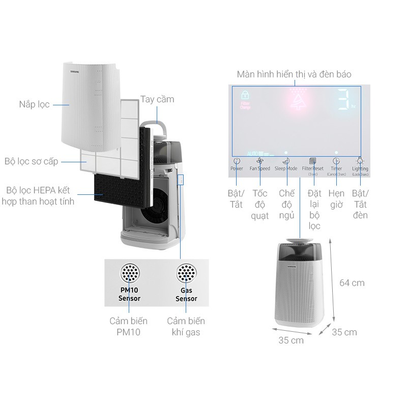 [Mã ELHA22 giảm 6% đơn 300K] Máy lọc không khí Samsung AX40R3030WM/SV(hàng trưng bày 99%)