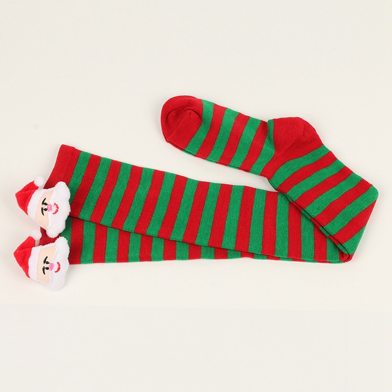 Cô gái trên đầu gối sọc dài in đùi vớ sọc cao ngọt ngào dễ thương cộng với kích thước ông già noel overknee vớ