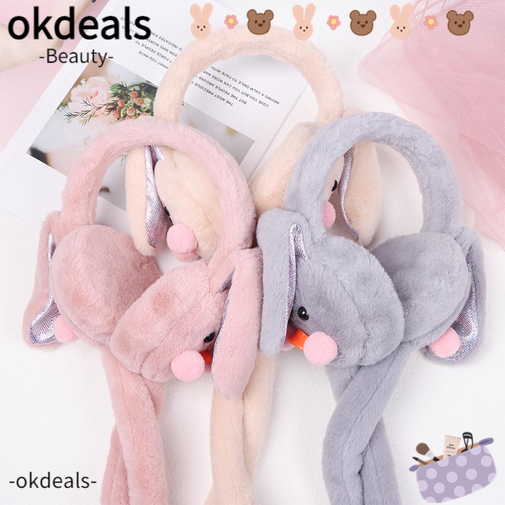 Okdeals Phụ Kiện Bịt Tai Bằng Vải Lông Mềm Hình Tai Thỏ Hoạt Hình Giữ Ấm Mùa Đông Đa Màu Sắc Dành Cho Nữ Đi Xe Đạp Ngoài Trời