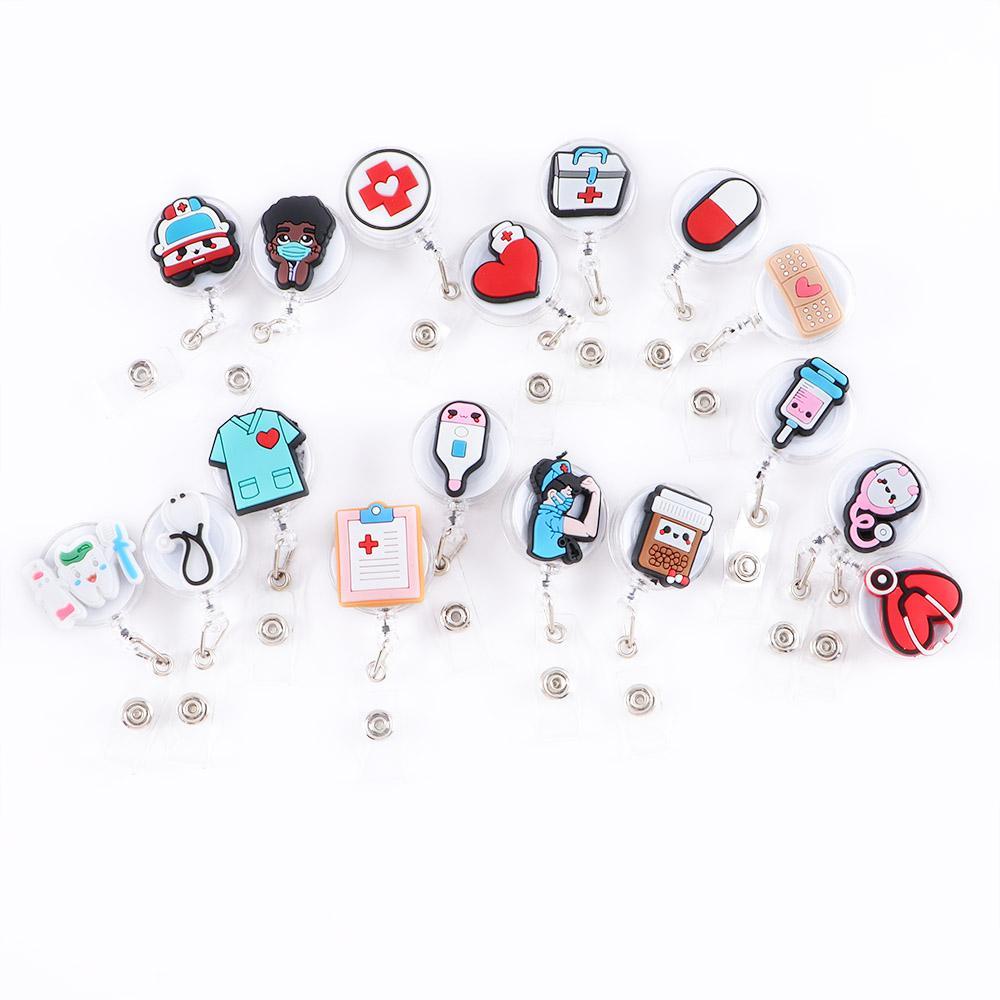 Hubert huy hiệu có thể thu vào reel đồ dùng học tập dễ thương chủ thẻ ngực kẹp thẻ làm việc y tá bác sĩ sinh viên thẻ chủ huy hiệu bệnh viện