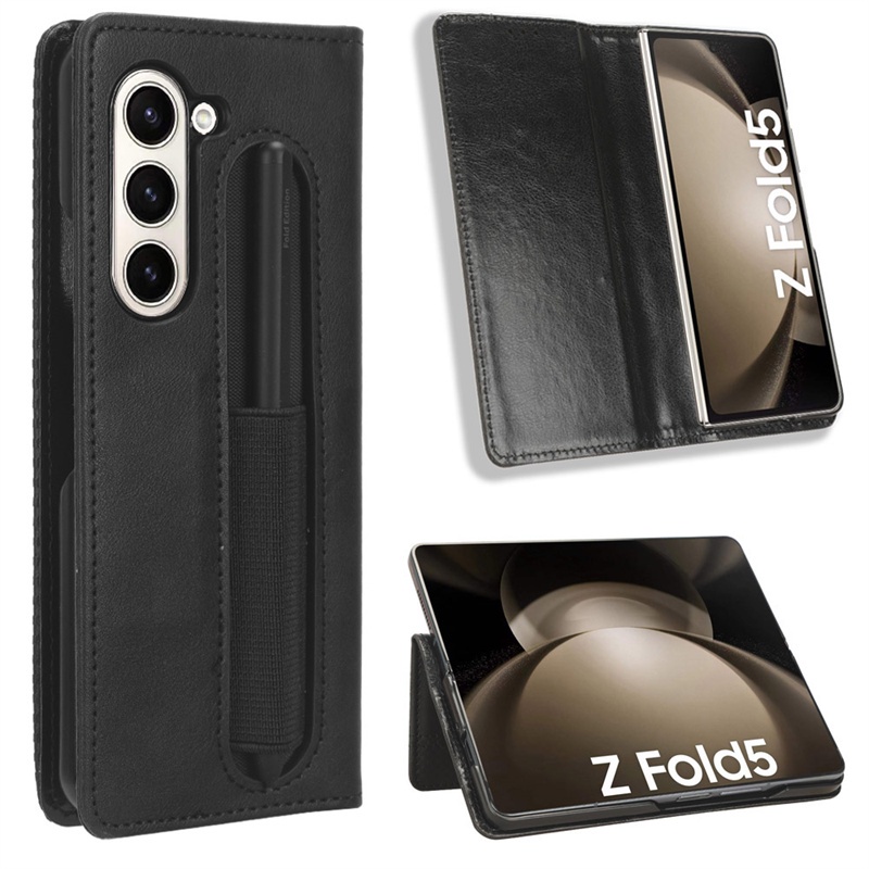 Ốp Điện Thoại Da Gập Nam Châm Có Ngăn Đựng Bút Cho Samsung Galaxy Z Fold 5 2023 Galaxy Z Fold5 4 3