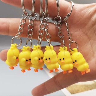 Móc chìa khóa xe hơi hình chú vịt vàng mini dễ thương