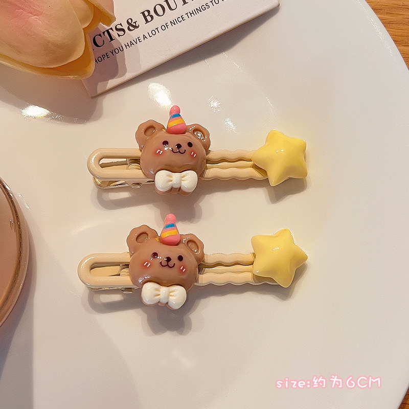 Kẹp Tóc Mỏ Vịt Hình Ngôi Sao / Bông Hoa Màu Vàng Dễ Thương Dùng Dự Tiệc Đơn Giản Dành Cho Bé Gái