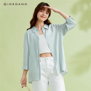 Áo sơ mi tay áo sơ mi nhẹ tencel nữ giordano 05343464