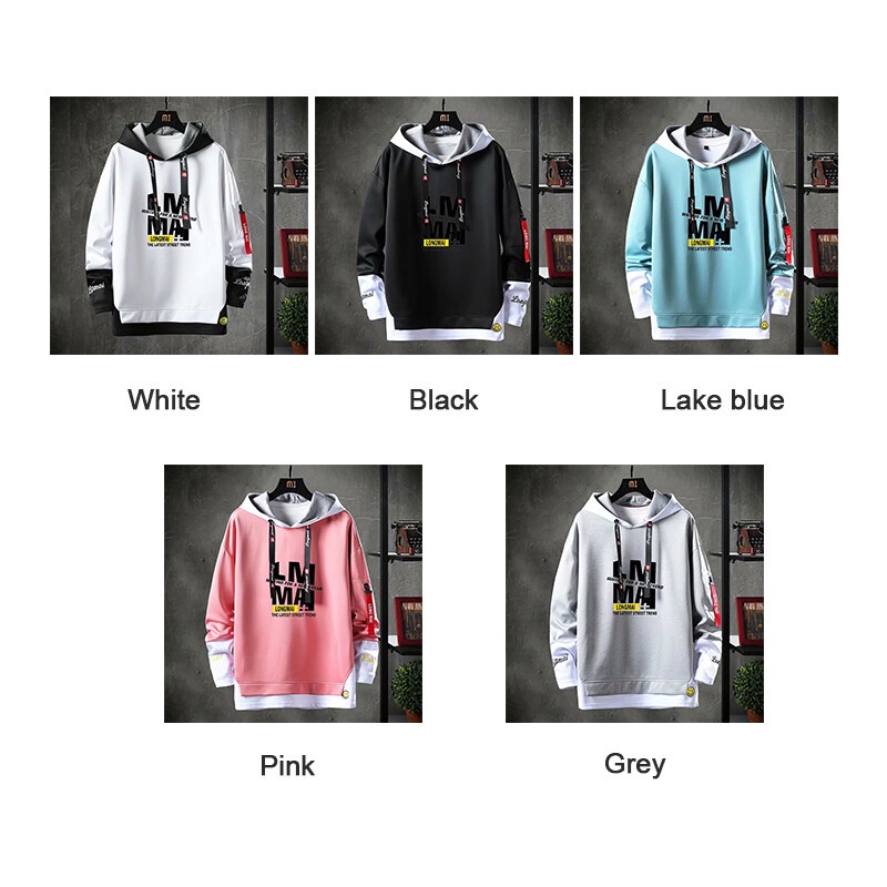 Áo Hoodie Giả Hai Lớp Dáng Rộng Phong Cách Thu Đông Mới Cho Nam