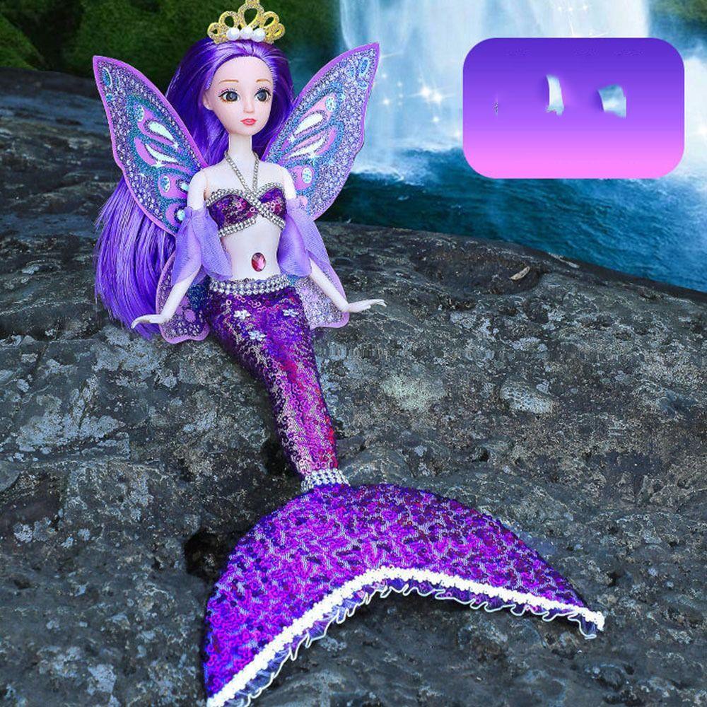 Daron1 Búp Bê Mặc Váy Đuôi Cá Đính Kim Sa Thân Thiện Với Môi Trường diy Với Môi Trường Có Cánh Nhiều Màu Lựa Chọn Cho Bé Gái