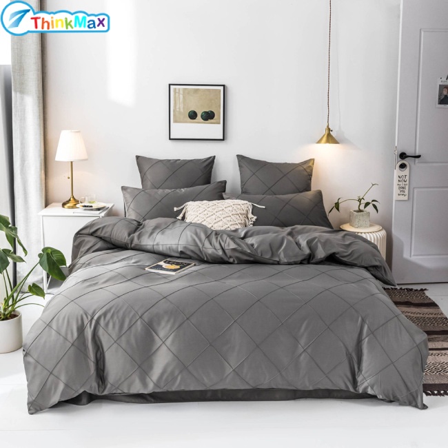 Bộ 3 Vỏ Chăn Ga Gối Đệm Họa Tiết Kim Cương Thoáng Khí Thoải Mái Thời Trang Bốn Mùa