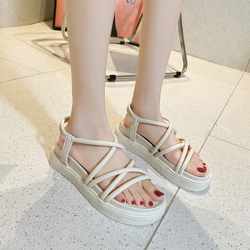 CHZK Dép Quai Hậu Dây Da Thời Trang, Xăng Đan Đế 3cm Siêu Nhẹ Phong Cách