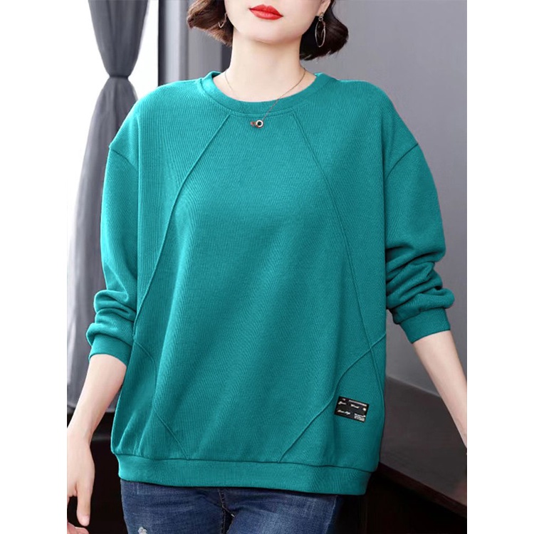 Áo Thun Nữ Dài Tay / Phong Cách Mới / Phong Cách Mùa Thu / Giản Dị / Rộng / Size Lớn / Trung Niên / Áo Thun