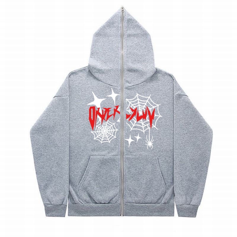 Áo Hoodie Có Khóa Kéo In Hình Mạng Nhện Thời Trang Harajuku Gothic Harajuku Cho Nam Và Nữ