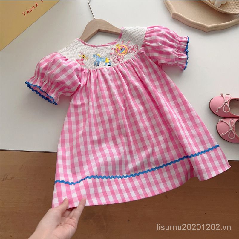 Đầm Cotton Tay Phồng Phong Cách Thời Trang Mùa Hè Mới Dành Cho Bé Gái