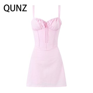 Qunz Đầm Hồng Keel Eo Co Giãn Frenulum 7048