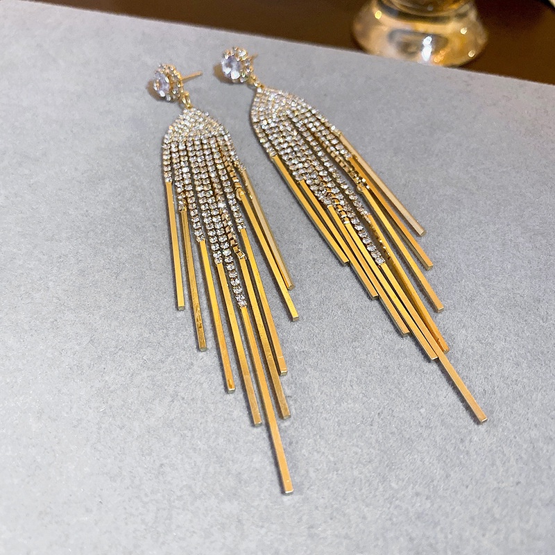 Bông Tai Mạ Bạc Dáng Dài Hình Hoa Đính Đá Phối Tua Rua Phong Cách Âu Mỹ Sang Trọng Thời Trang