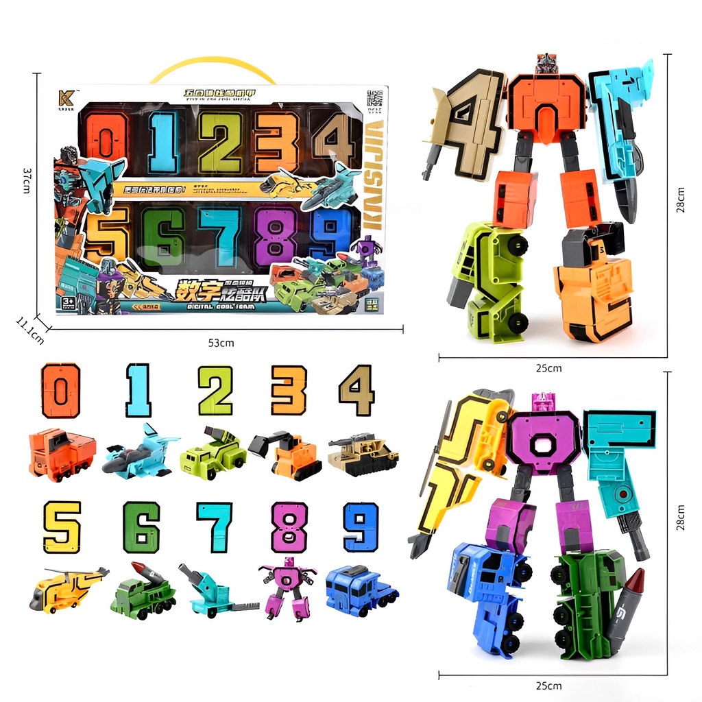 10PCS TRANSFORMATION NUMBER ROBOT TOY BUILDING BLOCKS DEFORMATION POCKET MORPHERS EDUCATIONAL ACTION FIGURE TOY FOR CHILDREN
