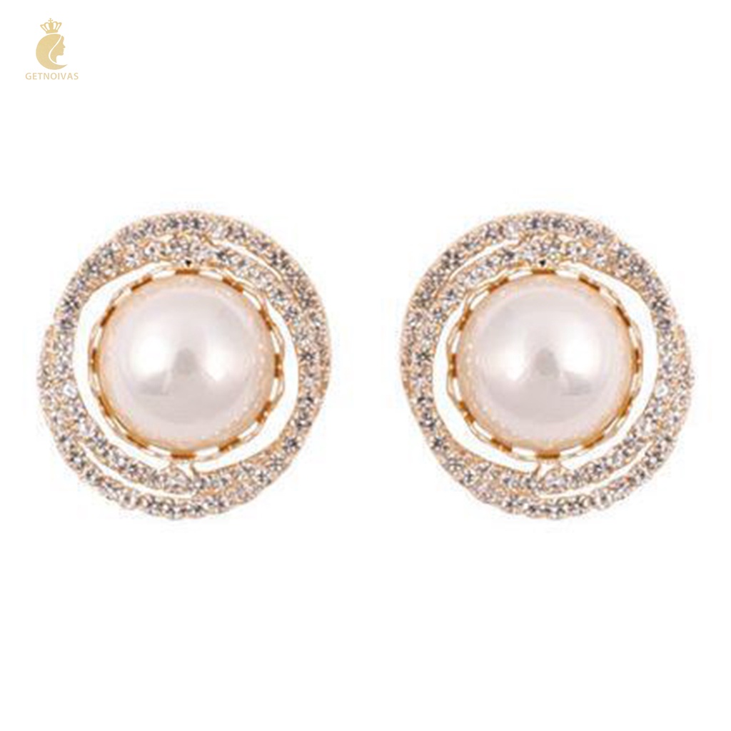 Khuyên tai GETNOIVAS đính đá phối ngọc trai giả sang trọng