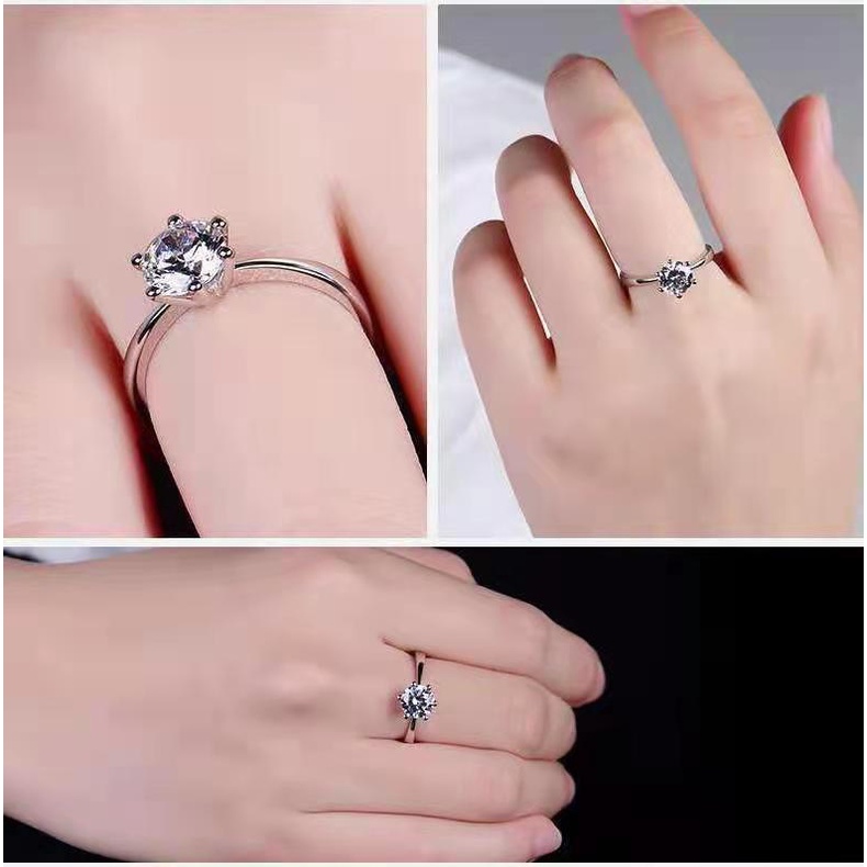 Nhẫn Dạng Mở Có Thể Điều Chỉnh Kích Thước One Carat of Platinum Moissanite Đá Moissanite Quà