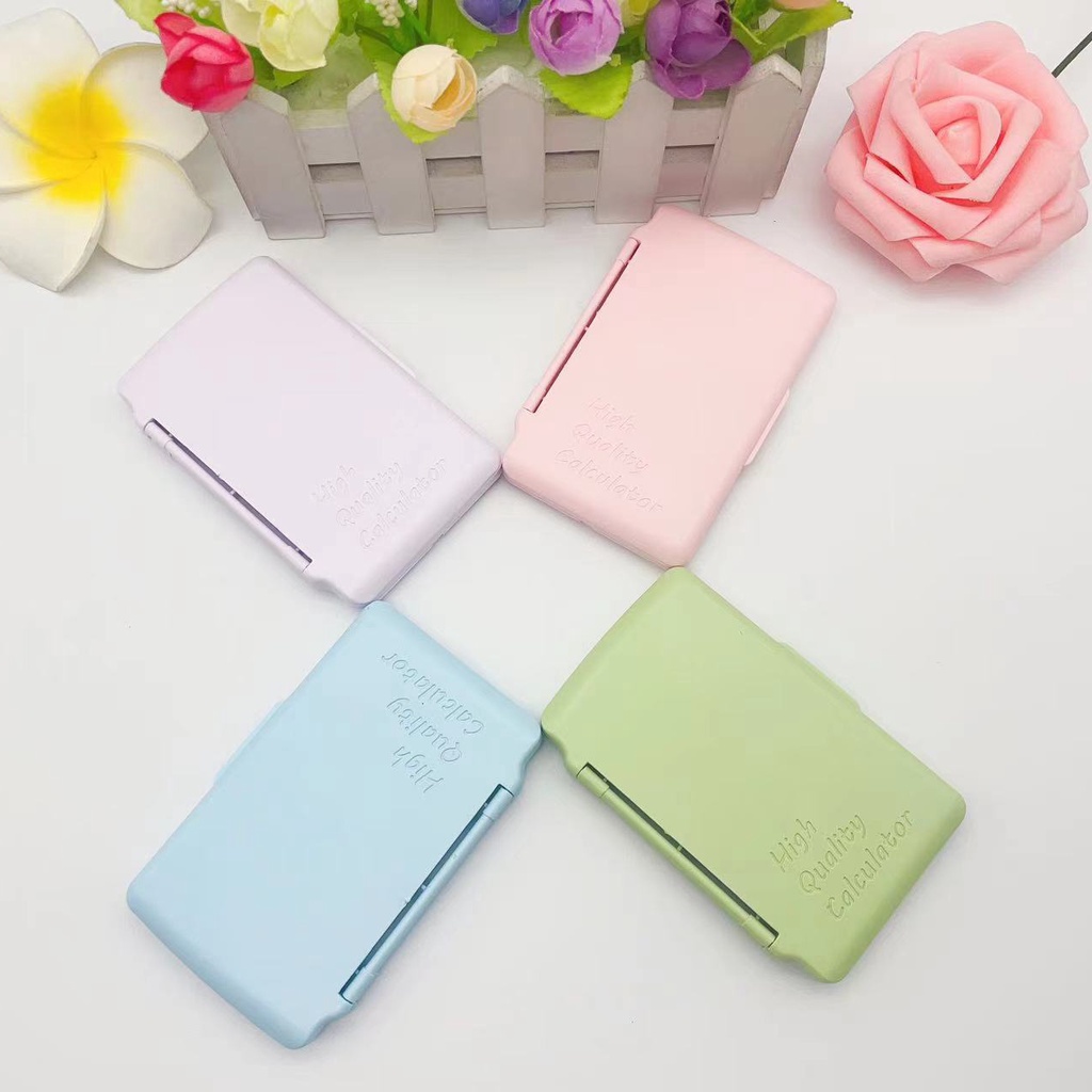 Máy Tính Gập 8 Chữ Số Mini Siêu Mỏng Màu Kẹo Cho Học Sinh