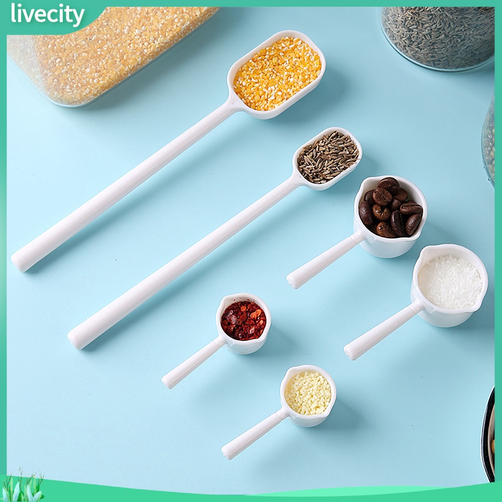 4 cái 5 / 15ml thìa đo thức ăn cấp độ thoải mái tay cầm cà phê di động muỗng sữa bột muỗng tiện ích nhà bếp