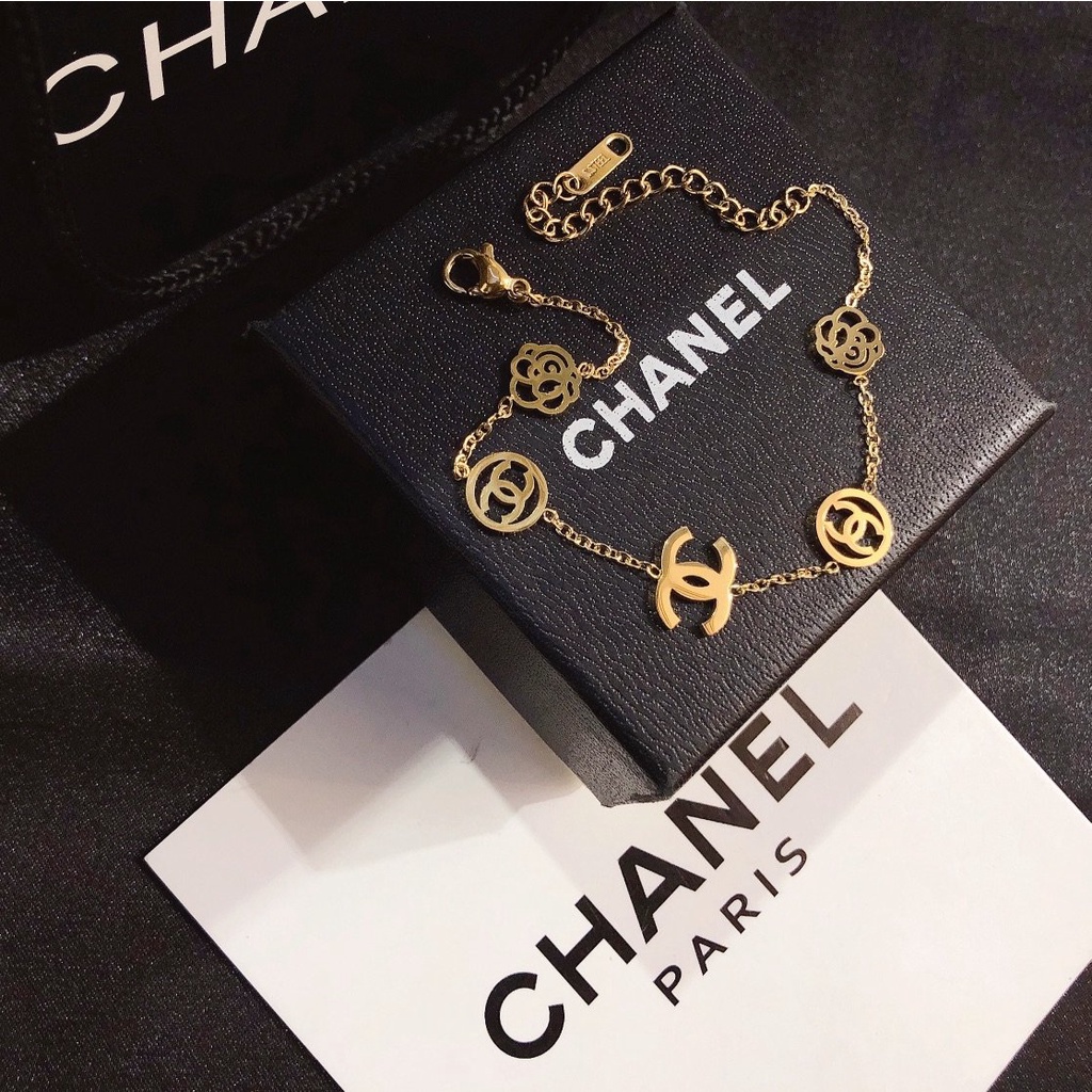 Vòng Tay Dây Xích Bằng Thép Titan Không Gỉ In logo cc Chống Nước Chống Rỉ Sét