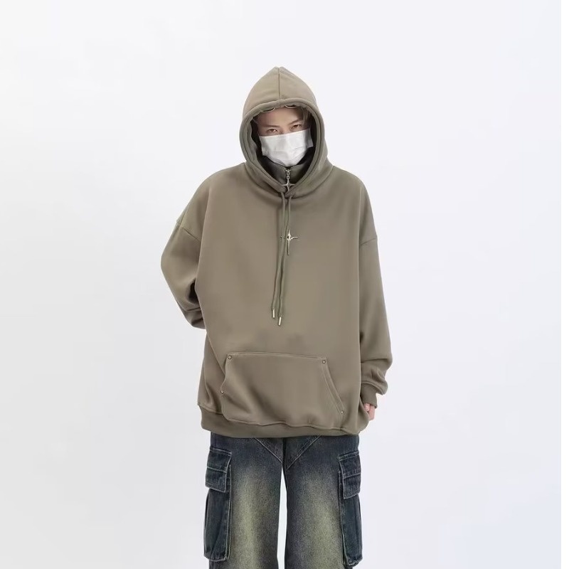 Đen Áo Hoodie Dáng Rộng Thời Trang Cá Tính Cho Nam