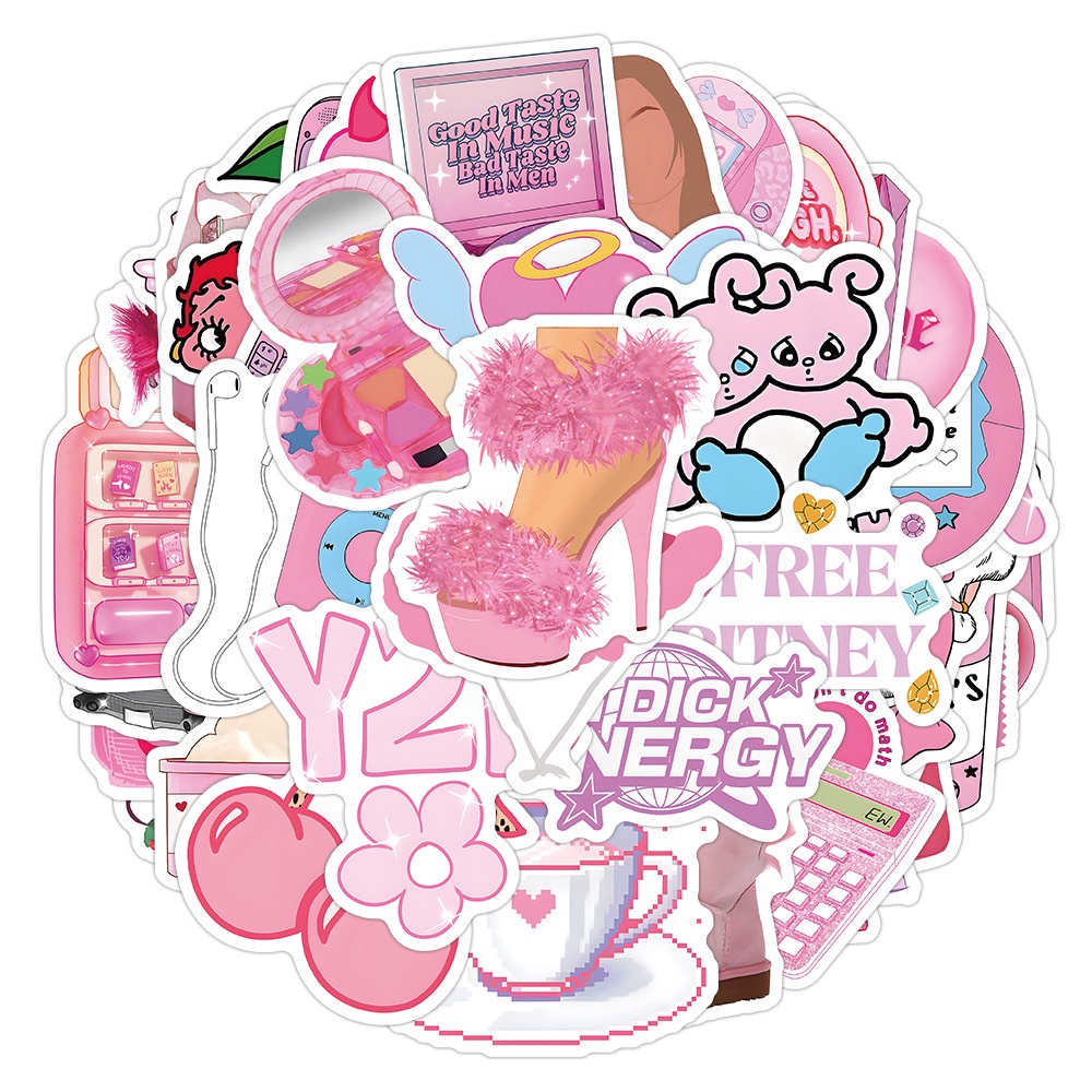 50 cái / bộ barbie style graffiti sticker pink girl vali máy tính cốc nước không thấm nước decal dán đồ chơi trang trí