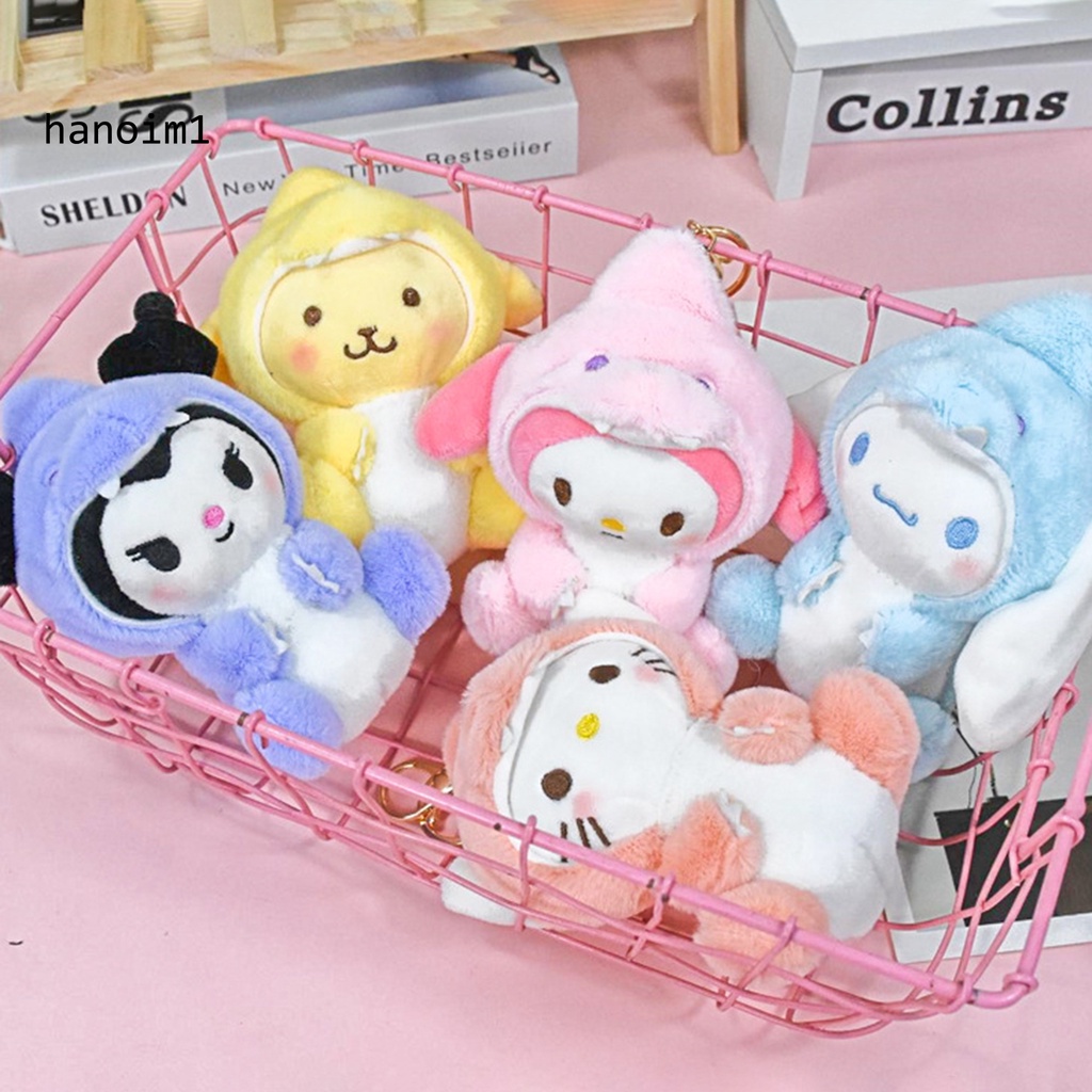 Ys2 15cm cartoon keychain dễ thương kitten puppy cross-dressing dinosaur doll khóa kim loại treo trang trí động vật nhồi bông mềm túi búp bê mặt dây chuyền vòng chìa khóa sang trọng kid girl gift